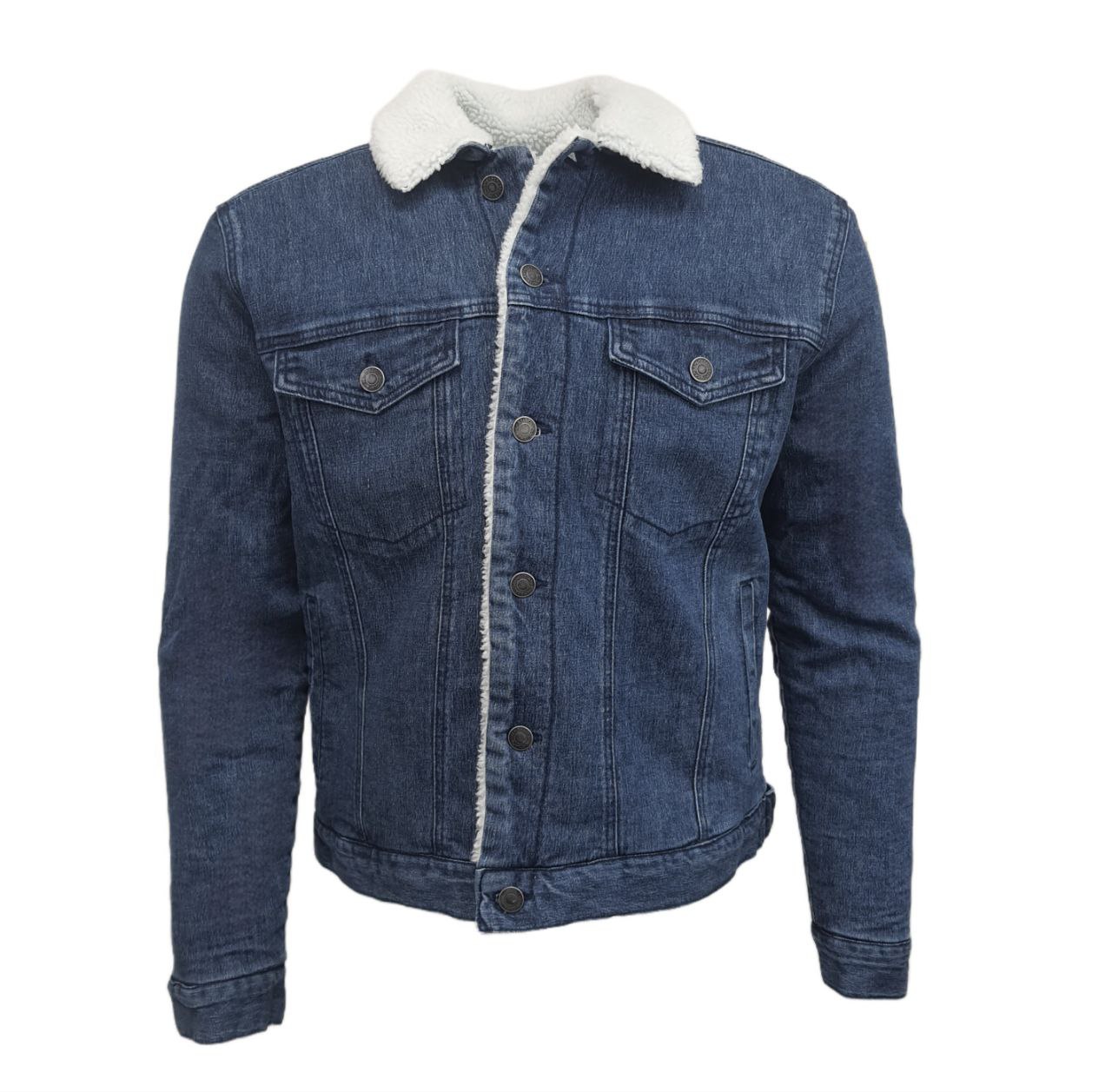 HoodLamb Men's Indigo Denim Hemp Sherpa Lined Jacket 420 MTJ008